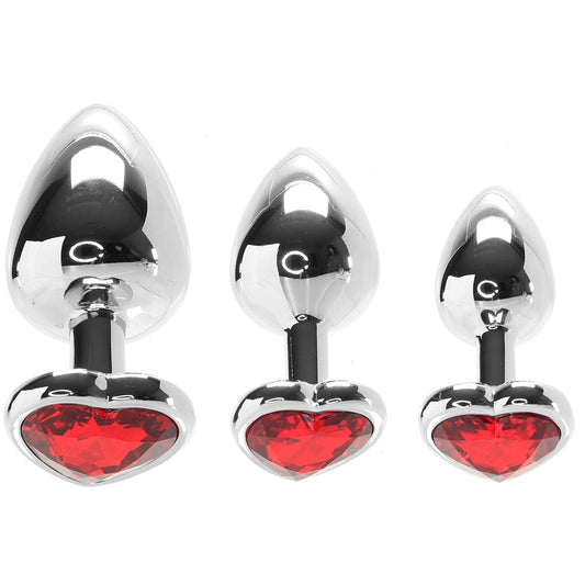 Three Hearts Aluminum Anal Plug Set